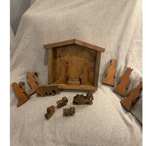15 Pc. Handmade Wood Nativity